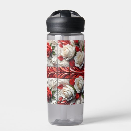 Wasserflasche mit englischer Rose Design Trinkflasche (Vorderseite)
