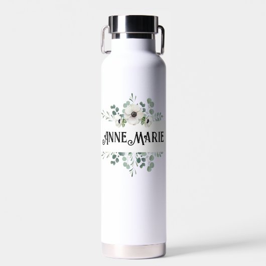 Wasserflasche mit Eukalyptus und Anemondesign Trinkflasche (Vorne)