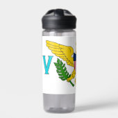 Wasserflasche mit Flagge der Jungfrau Islands, USA Trinkflasche (Vorderseite)