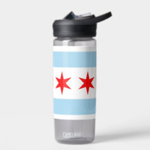 Wasserflasche mit Flagge von Chicago City, USA