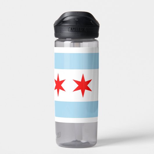 Wasserflasche mit Flagge von Chicago City, USA Trinkflasche (Rückseite)