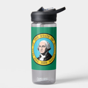 Wasserflasche mit Flagge von Washington, USA Trinkflasche