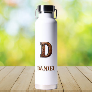 Wasserflasche mit geprägtem Leder Western Monogram Trinkflasche