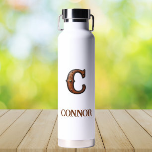 Wasserflasche mit geprägtem Ledermonogramm Western Trinkflasche