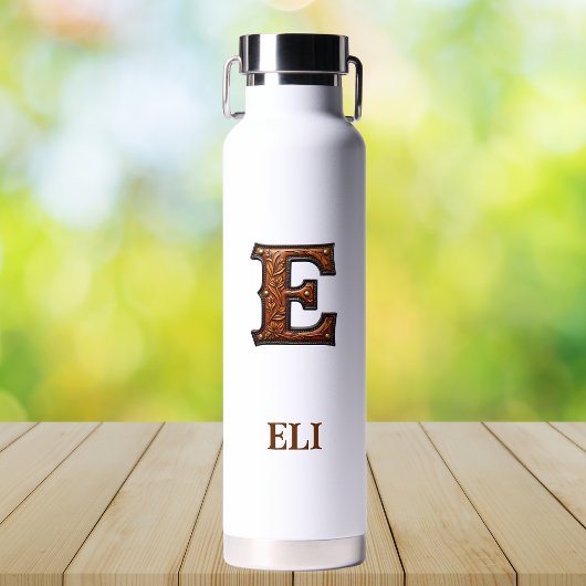 Wasserflasche mit geprägtem Western-Monogramm E au Trinkflasche