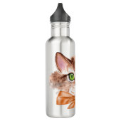 Wasserflasche mit Illustrierter Katze Edelstahlflasche (Links)
