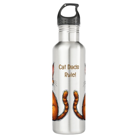 Wasserflasche mit Katzendesign und Slogan für Papa Edelstahlflasche (Vorderseite)