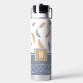 Wasserflasche mit Monogramm- und Feder-Muster Trinkflasche (Hinten)