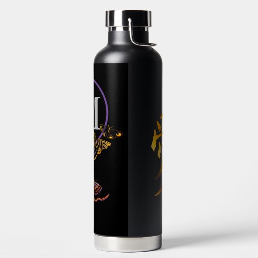 Wasserflasche mit TASCHENFLIESEN UND INITIAL Trinkflasche (links)