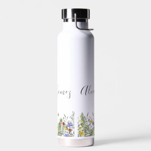 Wasserflasche mit Wasserfarben-Wildblumen-Monogram Trinkflasche