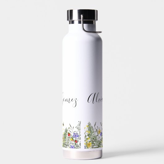 Wasserflasche mit Wasserfarben-Wildblumen-Monogram Trinkflasche (Links)