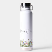 Wasserflasche mit Wasserfarben-Wildblumen-Monogram Trinkflasche (Rückseite)