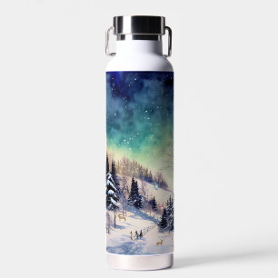Wasserflasche mit winterlicher Szene, Gnome und Hi Trinkflasche