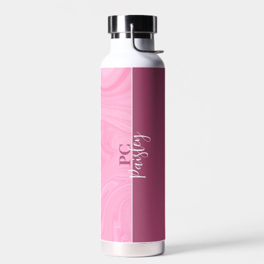 Wasserflasche - Monogramm rosa Marmor Zwei Tone Trinkflasche (Links)