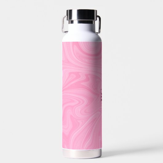 Wasserflasche - Monogramm rosa Marmor Zwei Tone Trinkflasche (Vorne)