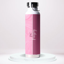 Wasserflasche - Monogramm rosa Marmor Zwei Tone Trinkflasche
