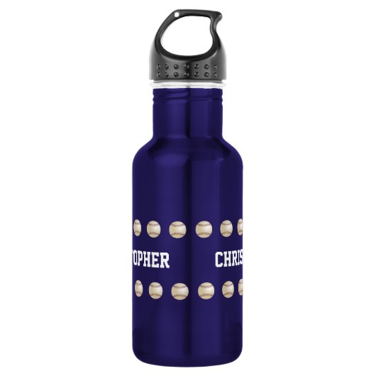 Wasserflasche, Personalisiert, Baseball, blau Trinkflasche (Vorderseite)