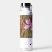 Wasserflasche - rosa Blume mit Name Trinkflasche (Vorne)