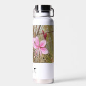 Wasserflasche - rosa Blume mit Name Trinkflasche (Rückseite)