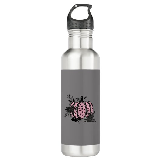 Wasserflasche, rosa und schwarzer Leopard-Pumpkin Edelstahlflasche (Vorderseite)
