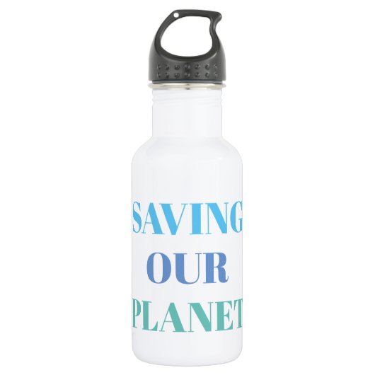 Wasserflasche weiß - RETT UNSERES PLANETEN (Vorderseite)