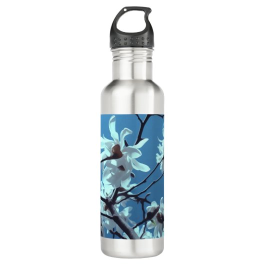Wasserflasche Weißer Magnolia Blauer Himmel Edelstahlflasche (Vorderseite)