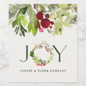 Wasserflaschen-Blätter genießen Kranz Firmenurlaub Weinetikett (Einzelnes Label)