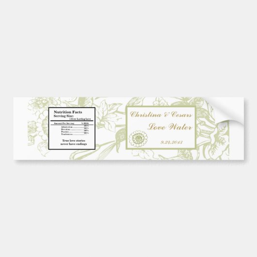 Wasserflaschen-Etikett Grün Gerbera Daisy Blume Li Autoaufkleber (Vorne)