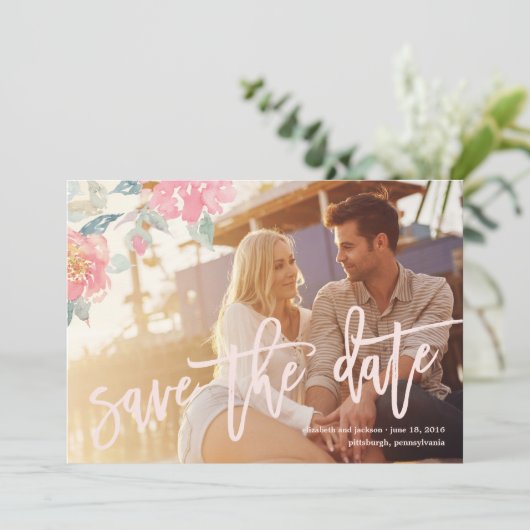 WASSERFLORALWEDUNG Speichern Sie die Datumskarte Save The Date (Stehend Vorderseite)