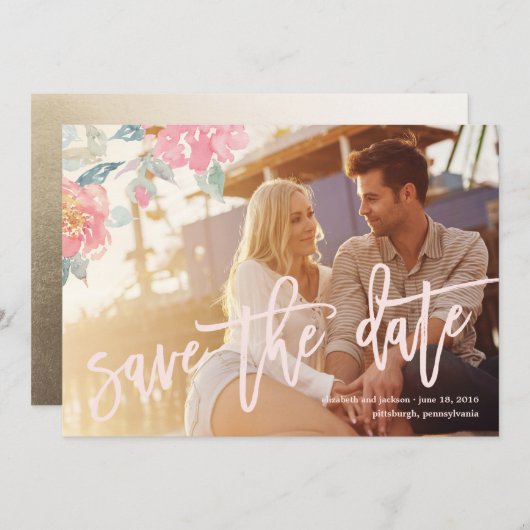 WASSERFLORALWEDUNG Speichern Sie die Datumskarte Save The Date (Vorne/Hinten)