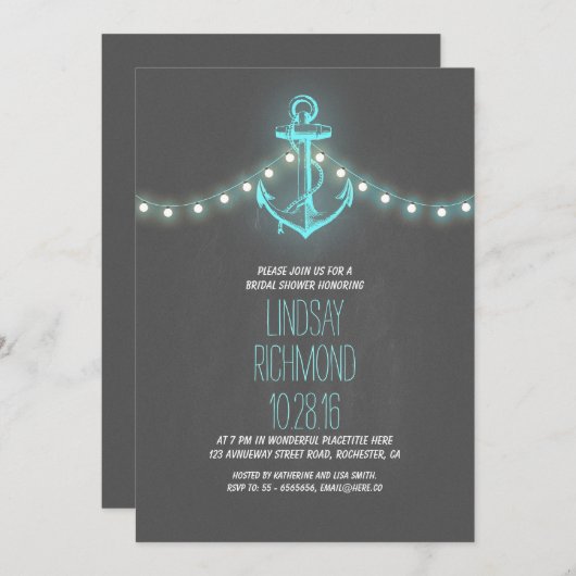 Wasserfontäne mit Brautdusche Einladung (Vorne/Hinten)