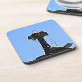 Wasserfontäne zum Himmel mit Wassertropfen Getränkeuntersetzer (Linke Seite)