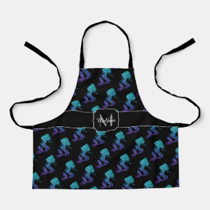 Wasserfrau aqua blau ombre Glitzer Muster Monogram Schürze