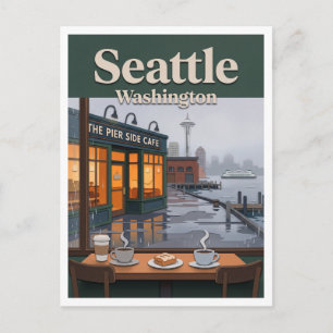 Wasserfront Coffee Shop Seattle Washington Postkarte