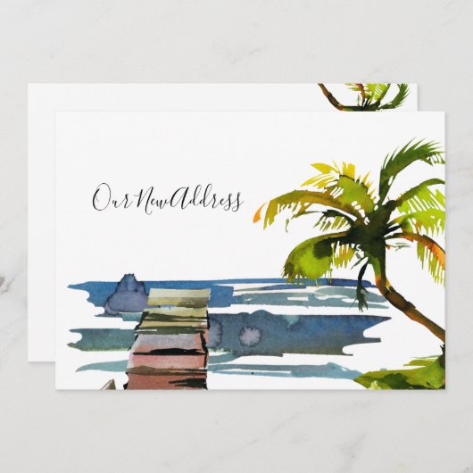 Wasserfront Dock Palm Tree Neue Adresse Ankündigung (Vorne/Hinten)