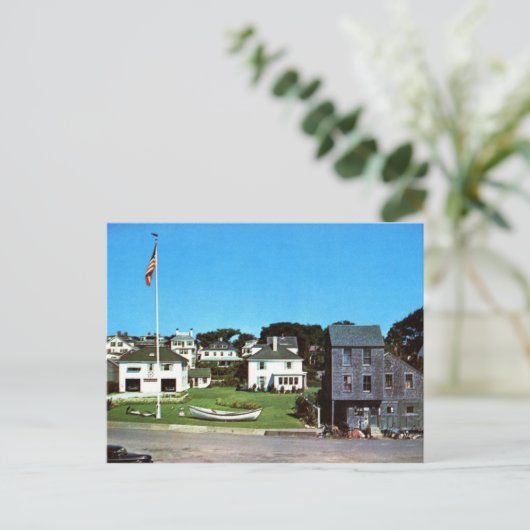 Wasserfront, Edgartown, MA Vintag Postkarte (Stehend Vorderseite)