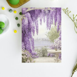 Wasserfront mit blühenden Lilacs Notizblock