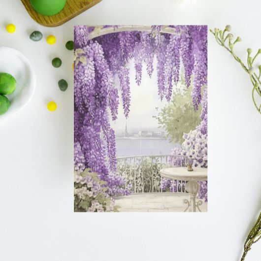 Wasserfront mit blühenden Lilacs Notizblock