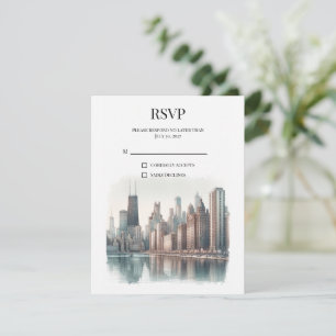 Wasserfront-Stadtbild Chicago Hochzeit RSVP Karte