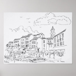 Wasserfront von Saint-Tropez  Französische Riviera Poster