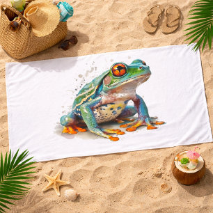 Wasserfrosch in edlen Wasserfarben  Badehandtuch