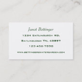 Wassergarten und Landschaften Visitenkarte (Rückseite)