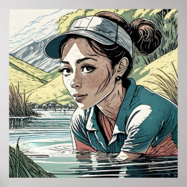 Wassergefahr - Golf Art Print Poster