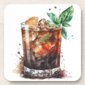 WASSERGLAS AUS RUM UND KOKS GETRÄNKEUNTERSETZER (Vorderseite)