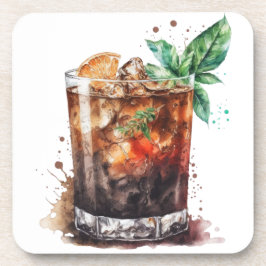 WASSERGLAS AUS RUM UND KOKS GETRÄNKEUNTERSETZER