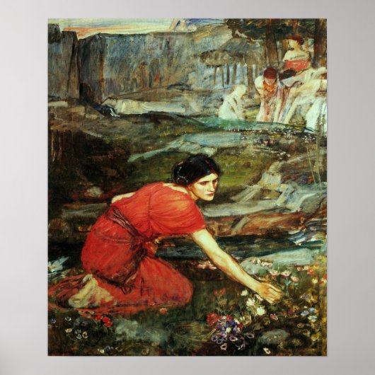 Wasserhaus - Maidens Picking Blume by a stream 1 Poster (Vorne)