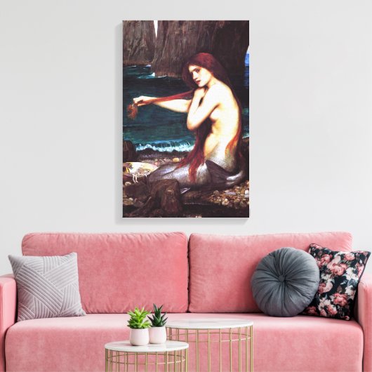 Wasserhaus Vintag Mermaid Canvas Print Leinwanddruck (Insitu (Wohnzimmer))