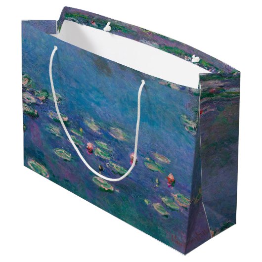 Wasserhühner, Monet Große Geschenktasche Große Geschenktüte (Rückseite Schrägansicht)