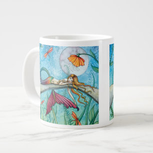 Wasserjungfer am Teich Mermaid Libelle Kunst Jumbo-Tasse