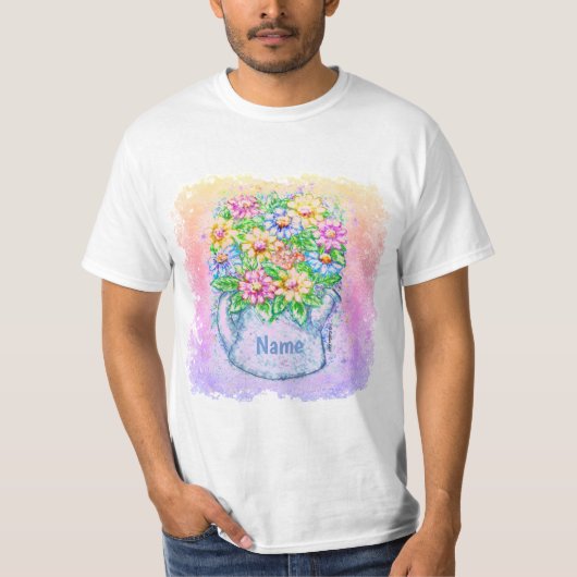 Wasserkanne Blumen T-Shirt (Vorderseite)